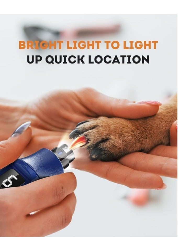 مبرد أظافر للحيوانات الأليفة بسبع سرعات مع ضوء - متين وهادئ للغاية للكلاب والقطط والطيور والحيوانات الصغيرة - يعمل بيد واحدة، أزرق - Image 4